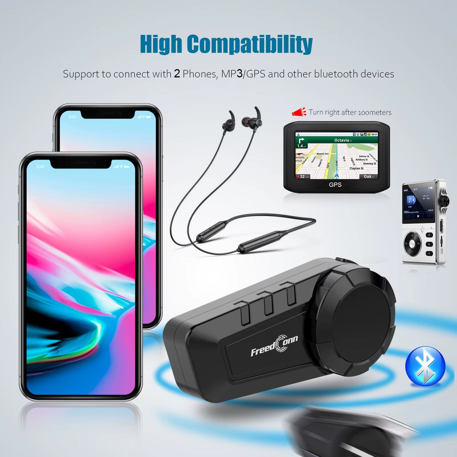 KY Pro Motorcycle Intercom Bluetooth Helmet Headset Motorbike 6 Riders 1000M Moto Group Waterproof Interphone